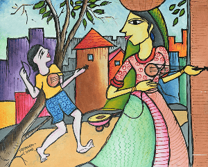 Modern Folk Art (Canvas 16"x20", Acrylic colour)